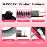 MASSCAKU U-Shaped 3D/4D/5D/6D W Eyelash Extensions 8-15mm Mixed Length Soft Matte Black Full Dense Lash Clusters Makeup Products - Image 3
