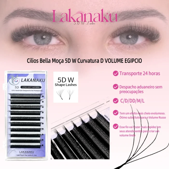 LAKANAKU 5D W Shaped Eyelashes Extension Volume Fans 6 Trays Cilios W Shape Lash Natural Soft Make-up Fans - Image 5