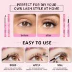 Eyelash Glue and Seal for Eyelash Clusters Strong Fixed Eyelash Glue Lasting 48H 2 in 1(5ml Black Glue + 5ml Clear Seal) - Image 6