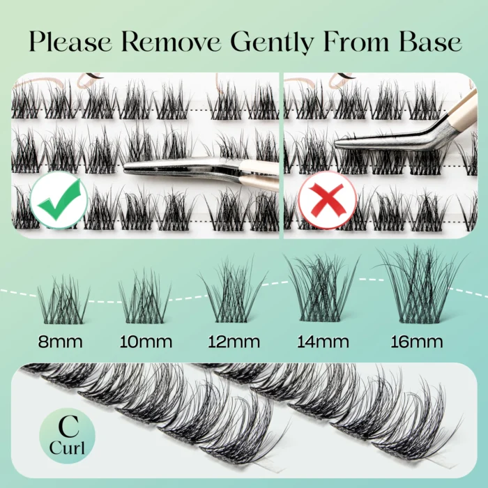 VYRILA Lash Extension Kit Wispy C Curl Lash Clusters Kit Hush 8-16mix Individual Lashes with Lash Bond and Seal Lash Tweezers - Image 4