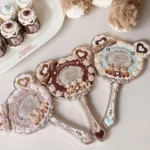 Flower Knows Sweetie Bear Collection Hand Holding Mirror 3 Types Exquisite Relief Makeup Tools Cute HD Makeup Mirror - Image 2
