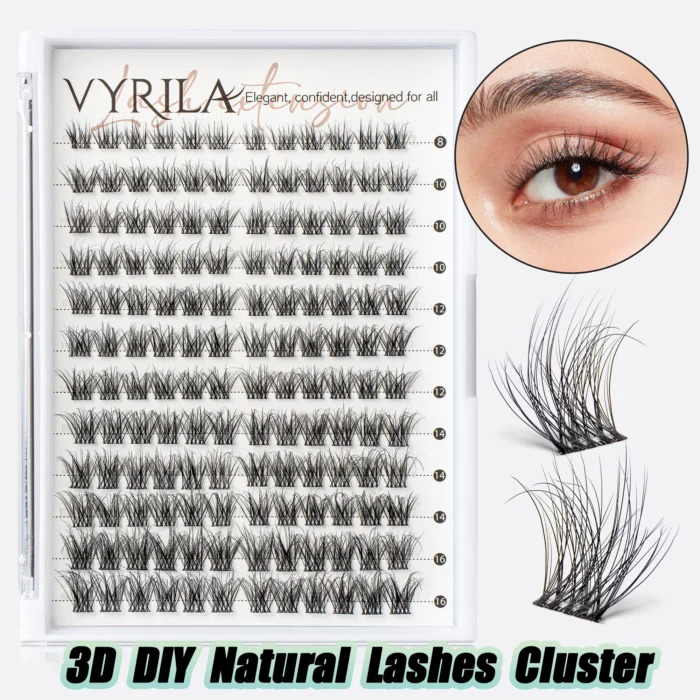 Individual Lashes Cluster C Curl Mix Lash Clusters 3D Wispy DIY Eyelash Extension 0.1mm Super Thin Band Resuable Natural Lashes - Image 1