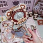 Flower Knows Sweetie Bear Collection Hand Holding Mirror 3 Types Exquisite Relief Makeup Tools Cute HD Makeup Mirror - Image 3