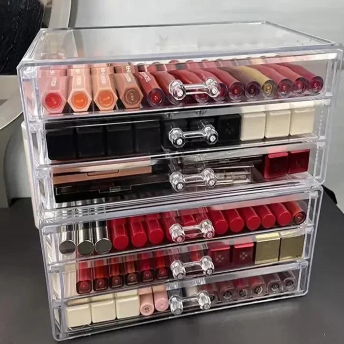 Acrylic Cosmetics Storage Case Four Drawer Type Transparent Cosmetics Box Large Size Manicure Makeup Organizer Display Case - Image 2