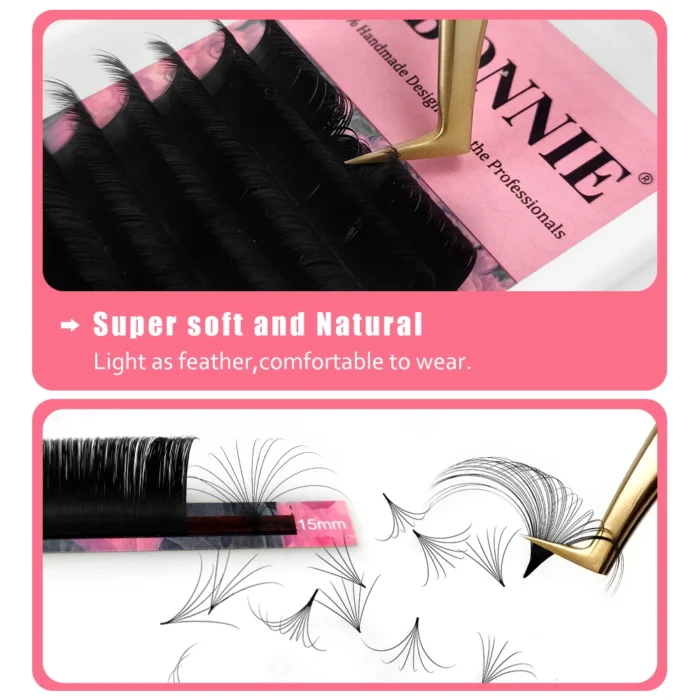 Abonnie Super Soft Blomming Lashes Easy Fan Eyelash Extensions Mega Volume Fans 8-25m All Size Eyelashes Supplies for Eye Beauty - Image 2