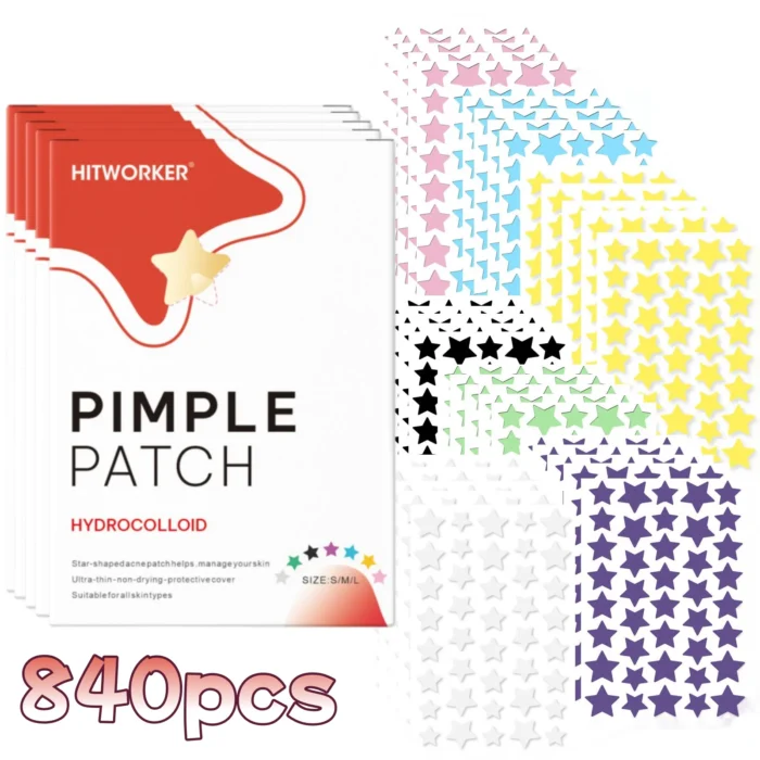 840 Hydrocolloid Star-Shaped Acne Patches/280 Patches | Absorbs pus and oil, cleanses and repairs acne-prone skin | Invisible wa - Image 1