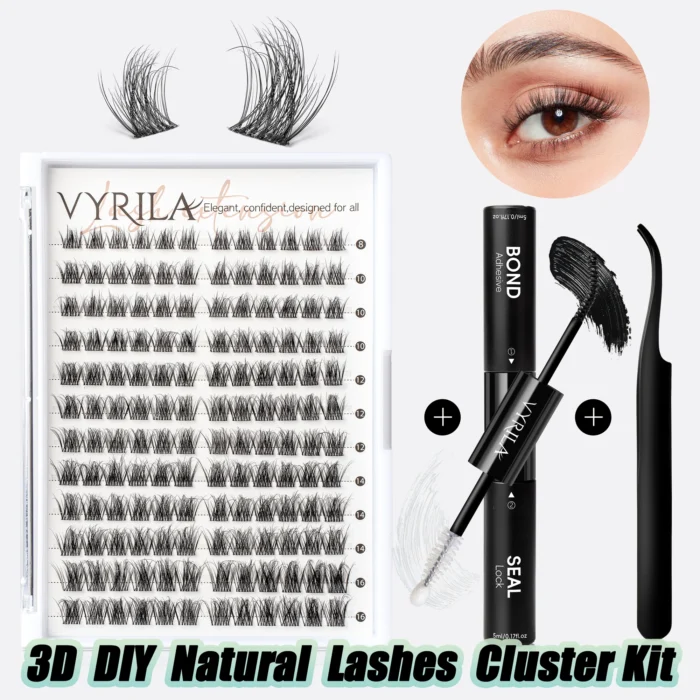 VYRILA Lash Extension Kit Wispy C Curl Lash Clusters Kit Hush 8-16mix Individual Lashes with Lash Bond and Seal Lash Tweezers - Image 1
