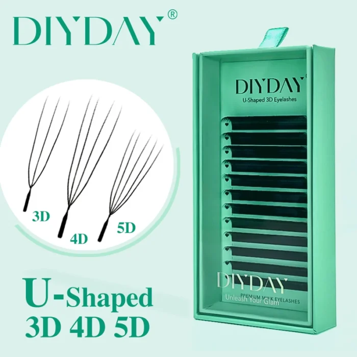 DIYDAY U-shaped 3D 4D 5D Eyelash Extension New Style U Shape W Bloom Lashes Premade Fans Lightweight Fluffy Mink Faux Eyelashes - Image 1