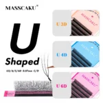 MASSCAKU U-Shaped 3D/4D/5D/6D W Eyelash Extensions 8-15mm Mixed Length Soft Matte Black Full Dense Lash Clusters Makeup Products