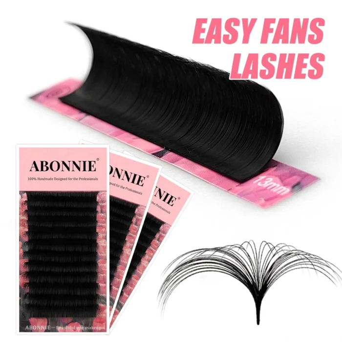 Abonnie Super Soft Blomming Lashes Easy Fan Eyelash Extensions Mega Volume Fans 8-25m All Size Eyelashes Supplies for Eye Beauty - Image 1