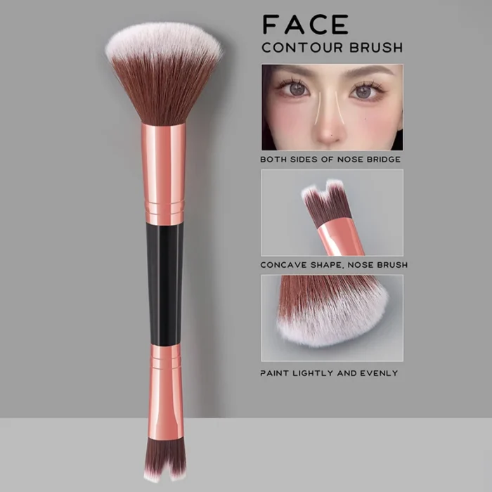 Dual-End U-Shaped Makeup Brush for Nose Contour Foundation Highlighter And Blush - Face Beauty Cosmetics Tool - Image 1