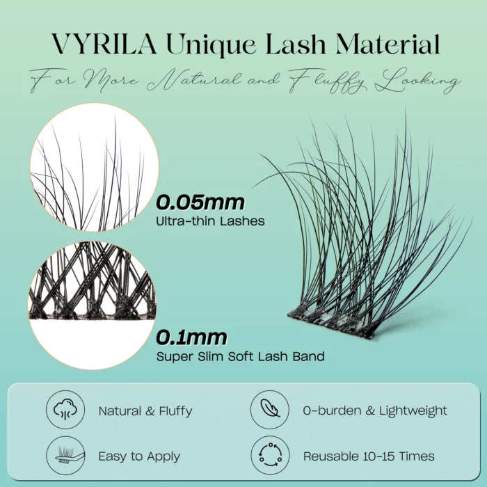 Individual Lashes Cluster C Curl Mix Lash Clusters 3D Wispy DIY Eyelash Extension 0.1mm Super Thin Band Resuable Natural Lashes - Image 2