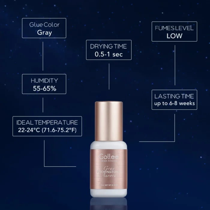 Gollee New Gray Traceless 0.5-1s Eyelash Extension Glue Hypoallergenic Eyelash adhesive Glue Professional Eyelash Glue - Image 2